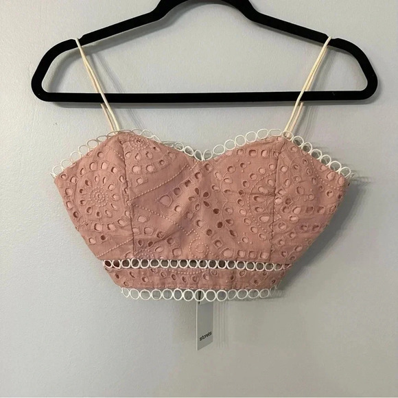 Storets Women's Pink Spaghetti Strap Carol Punched Bustler Top Size S NWT - Picture 2 of 8